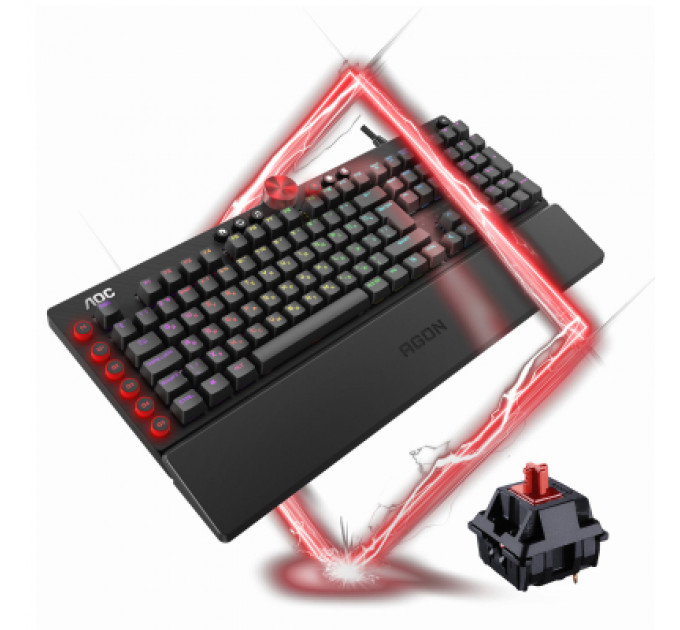 Клавіатура AOC AGK700 RGB Cherry MX Red USB Black (AGK700DR2R)