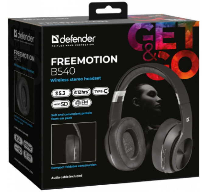 Навушники Defender FreeMotion B540 Bluetooth Black (63540)
