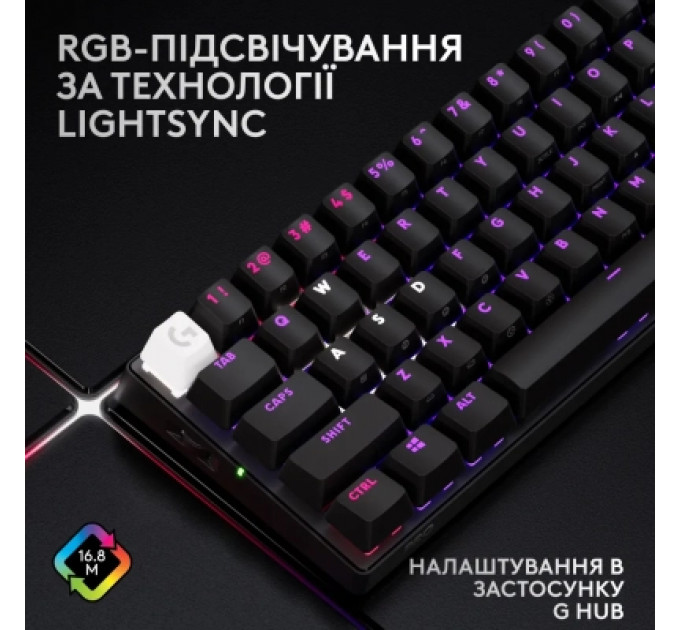 Клавіатура Logitech G Pro X 60 Lightspeed GX Tactile Wireless/Bluetooth UA Black (920-011911)