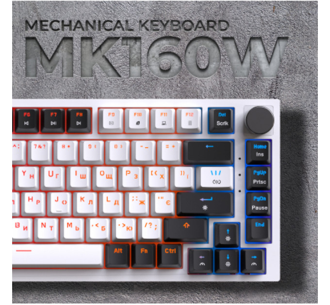 Клавіатура GamePro MK160W Hot-Swap Red Swich RGB USB UA White (MK160W)