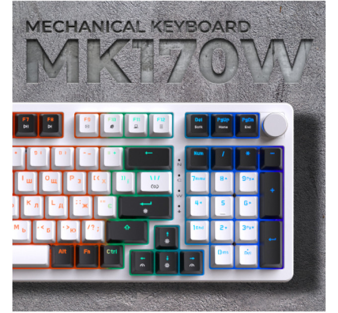 Клавіатура GamePro MK170W Hot-Swap Red Swich RGB USB UA White (MK170W)