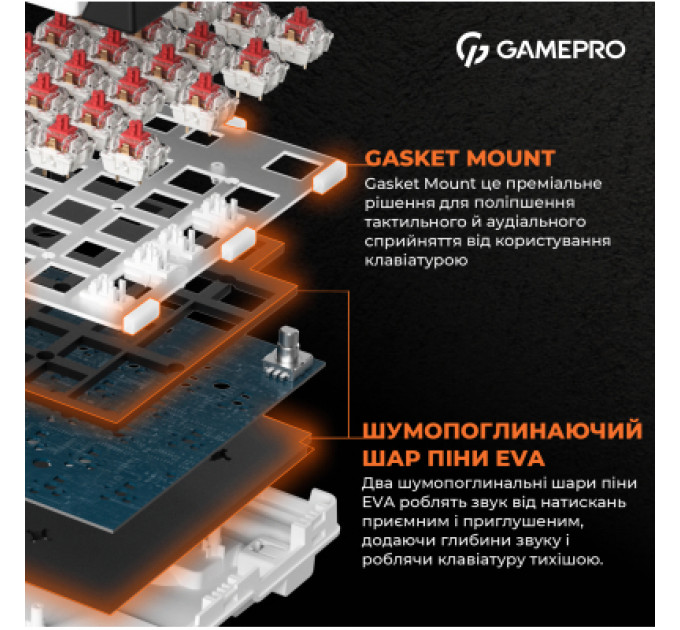 Клавіатура GamePro MK170W Hot-Swap Red Swich RGB USB UA White (MK170W)