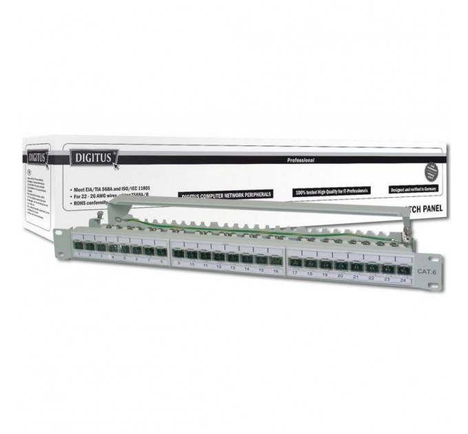 Патч-панель Digitus 19" 1U 24 порта 6a FTP в сборе (DN-91624S-EA)