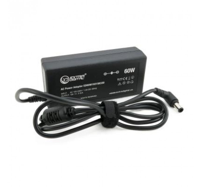 Блок живлення до ноутбуку Extradigital Toshiba 19V, 3.16A, 60W (6.3x3.0) (PST3846)