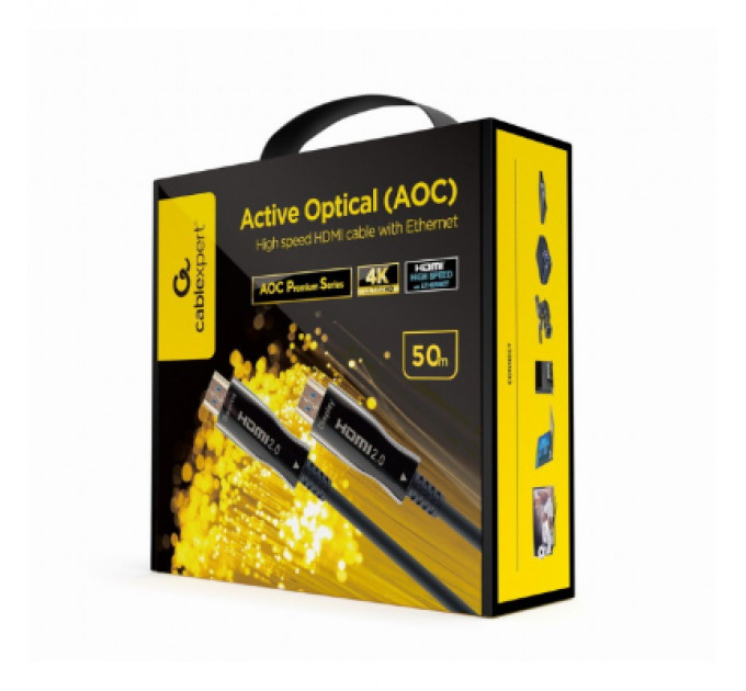 Кабель мультимедійний HDMI to HDMI 50.0m V.2.0 4K 60Hz AOC Cablexpert (CCBP-HDMI-AOC-50M-02)