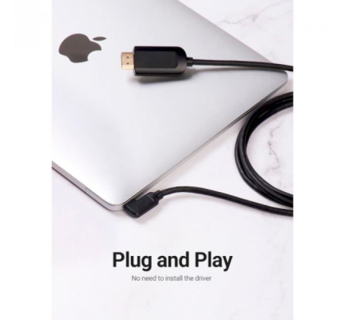Кабель мультимедійний USB-C 3.1 to HDMI 1.5m 90° 4K 60 Гц PVC Black Vention (CGVBG)