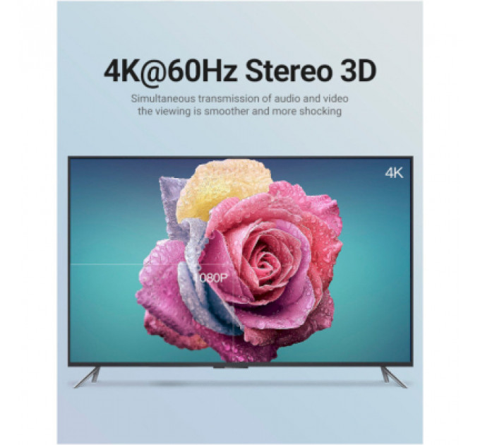Кабель мультимедійний USB-C 3.1 to HDMI 1.5m 90° 4K 60 Гц PVC Black Vention (CGVBG)