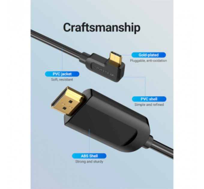 Кабель мультимедійний USB-C 3.1 to HDMI 1.5m 90° 4K 60 Гц PVC Black Vention (CGVBG)