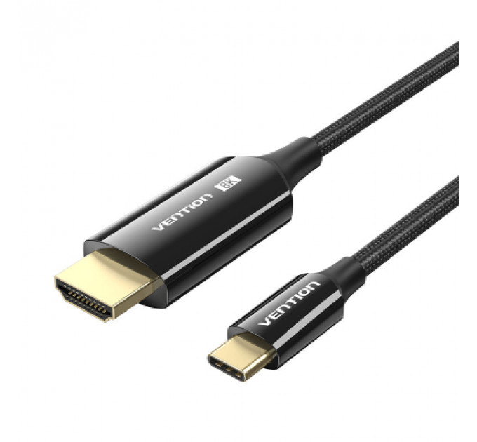 Кабель мультимедійний USB-C 3.1 to HDMI 1.8m 8K 60 Гц Zinc Alloy TPE Black Vention (CRCBAC)