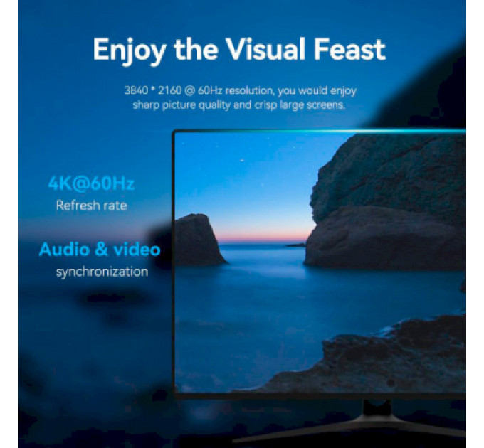 Кабель мультимедійний DisplayPort to DisplayPort 1.5m V1.2 4K 60Hz 3D Dolby 7.1 Vention (HAKBG)