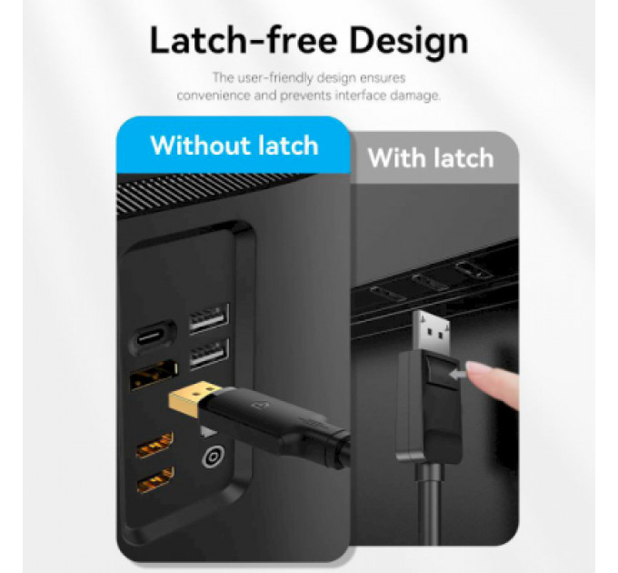 Кабель мультимедійний DisplayPort to DisplayPort 3.0m V1.2 4K 60Hz 3D Dolby 7.1 Vention (HAKBI)