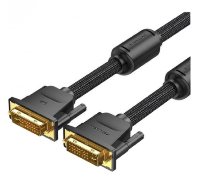 Кабель мультимедійний DVI to DVI 24+1pin 8.0m 2K 60Hz ferrite Vention (EAEBK)