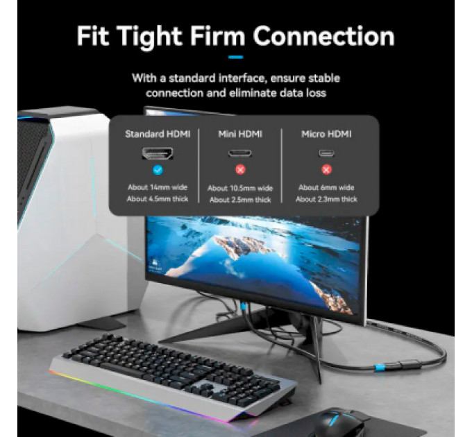 Кабель мультимедійний HDMI M to HDMI F 5.0m V2.0 4K 60Hz PVC Vention (AHCBJ)