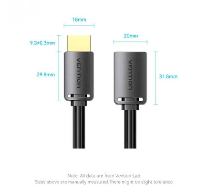 Кабель мультимедійний HDMI M to HDMI F 5.0m V2.0 4K 60Hz PVC Vention (AHCBJ)