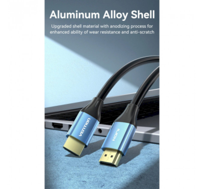 Кабель мультимедійний HDMI to HDMI 2.0m V2.0 4K 60Hz Aluminum Alloy Blue Vention (ALHSH)
