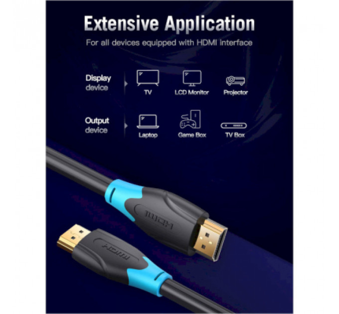 Кабель мультимедійний HDMI to HDMI 8.0m V2.0 4K 60Hz PVC Vention (AACBK)