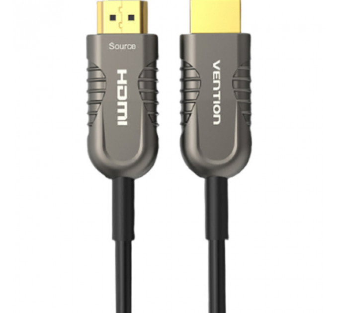Кабель мультимедійний HDMI to HDMI 15.0m V2.1 Optical 8K 60Hz 48Gbps Dolby 7.1 TPE Black Metal Type Vention (AAZBN)