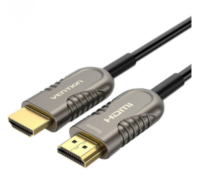Кабель мультимедійний HDMI to HDMI 15.0m V2.1 Optical 8K 60Hz 48Gbps Dolby 7.1 TPE Black Metal Type Vention (AAZBN)
