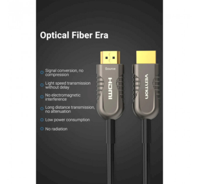 Кабель мультимедійний HDMI to HDMI 60.0m V2.1 Optical 8K 60Hz 48Gbps Dolby 7.1 TPE Black Metal Type Vention (AAZBAE)