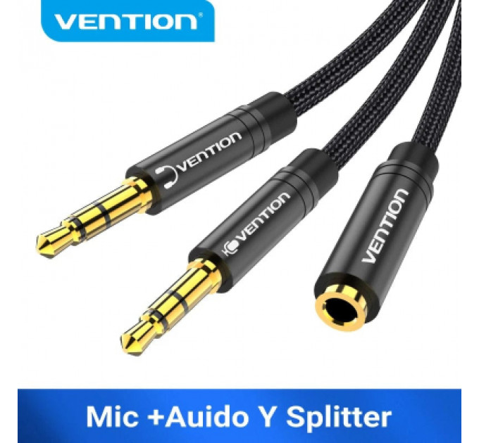 Кабель мультимедійний Jack 3.5mm 4pin F to 2X 3.5mm M Vention (BBTBY)