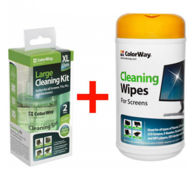 Універсальний чистячий набір ColorWay Cleaning Kit XL for Screens, TVs, PCs + CW-1071 SET (CW-5200/CW-1071)