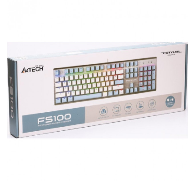 Клавіатура A4Tech FS100 RGB FS Switch USB Icy Blue (4711422004069)