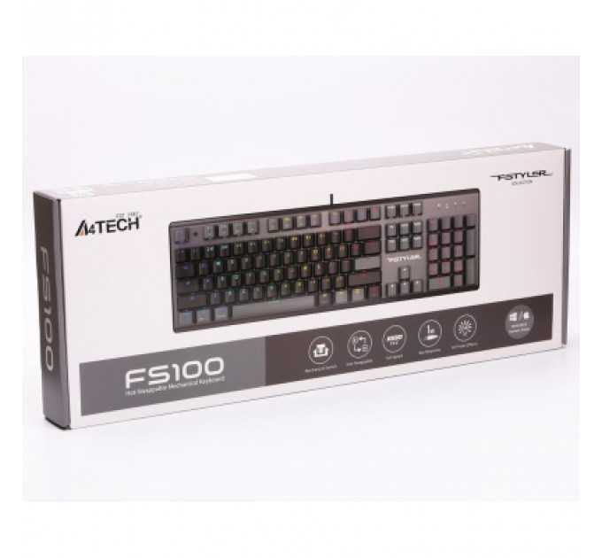 Клавіатура A4Tech FS100 RGB FS Switch USB Stone Black (4711422003925)
