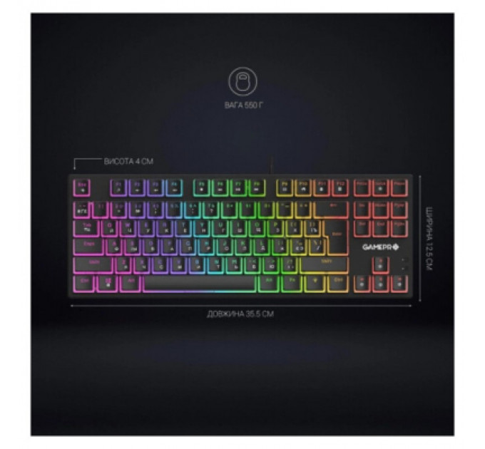 Клавіатура GamePro MK80B RGB Blue Switch USB Black (MK80B)