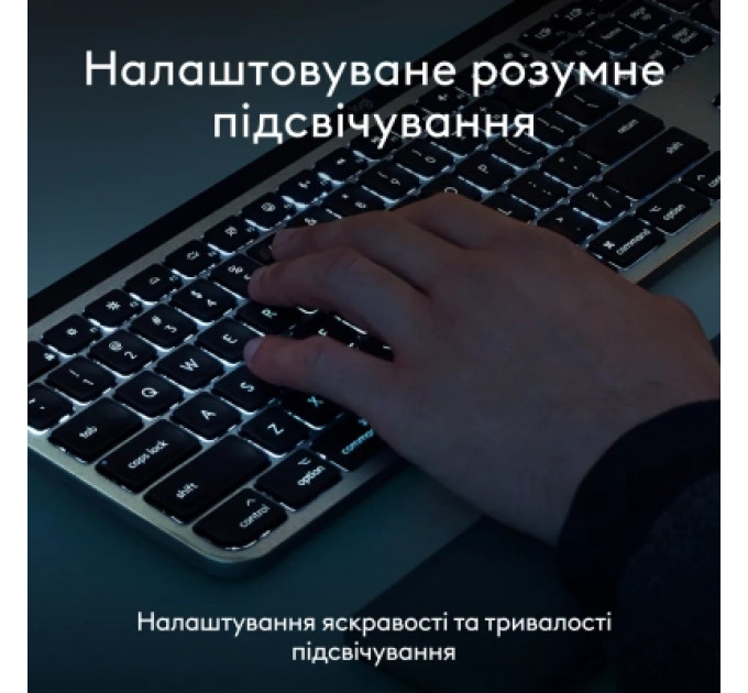 Клавіатура Logitech MX Keys S для MAC Bluetooth/Wireless UA Space Grey (920-011637)