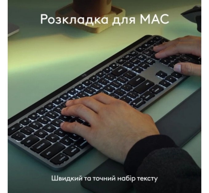 Клавіатура Logitech MX Keys S для MAC Bluetooth/Wireless UA Space Grey (920-011637)