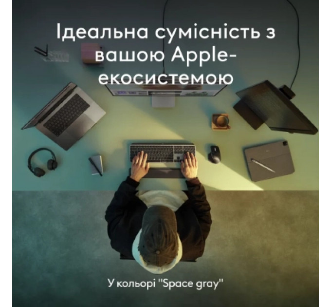Клавіатура Logitech MX Keys S для MAC Bluetooth/Wireless UA Space Grey (920-011637)