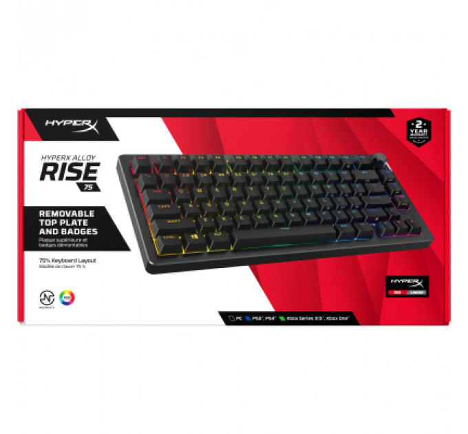 Клавіатура HyperX Alloy Rise 75 PBT HX Red USB UA Black (7G7A4AA)