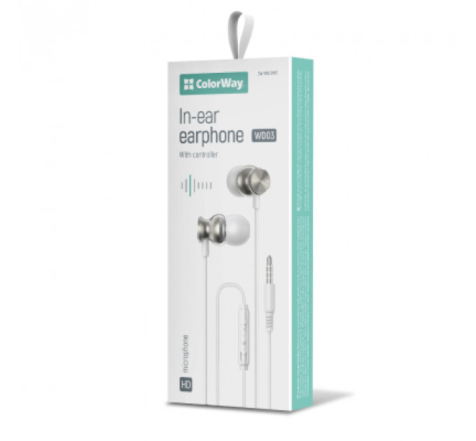 Навушники ColorWay 3.5 mm Wired Earphone UrbanBeat White (CW-WD03WT)