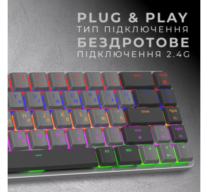 Клавіатура GamePro MK122R Red Swich Low Profile Wireless Dark Gray (MK122R)