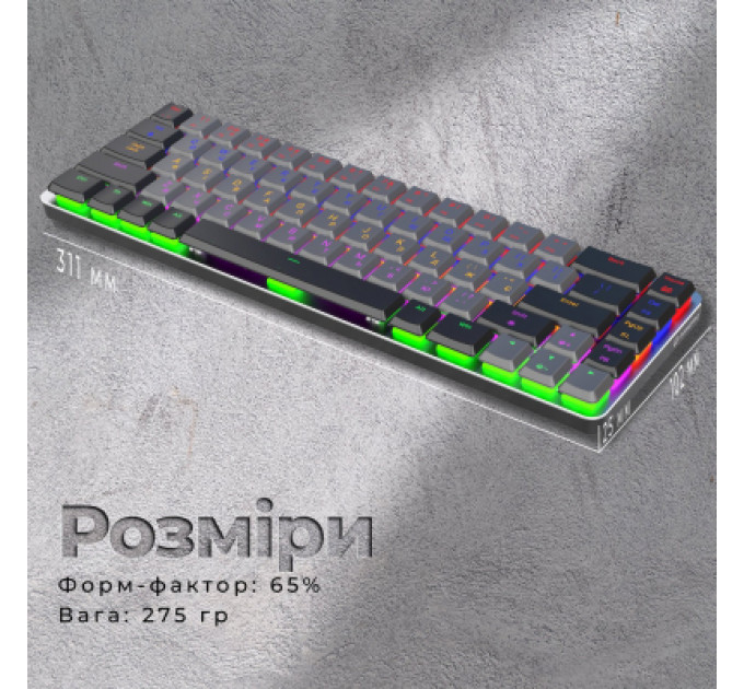 Клавіатура GamePro MK122R Red Swich Low Profile Wireless Dark Gray (MK122R)