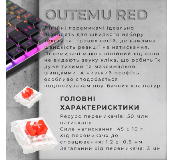Клавіатура GamePro MK230R Red Swich Low Profile RGB Wireless/Bluetooth/USB Dark Gray (MK230R)