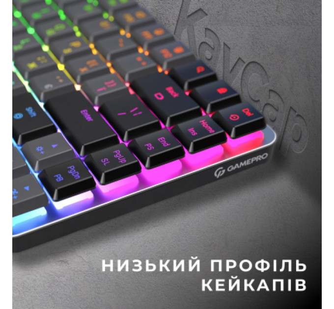 Клавіатура GamePro MK230R Red Swich Low Profile RGB Wireless/Bluetooth/USB Dark Gray (MK230R)