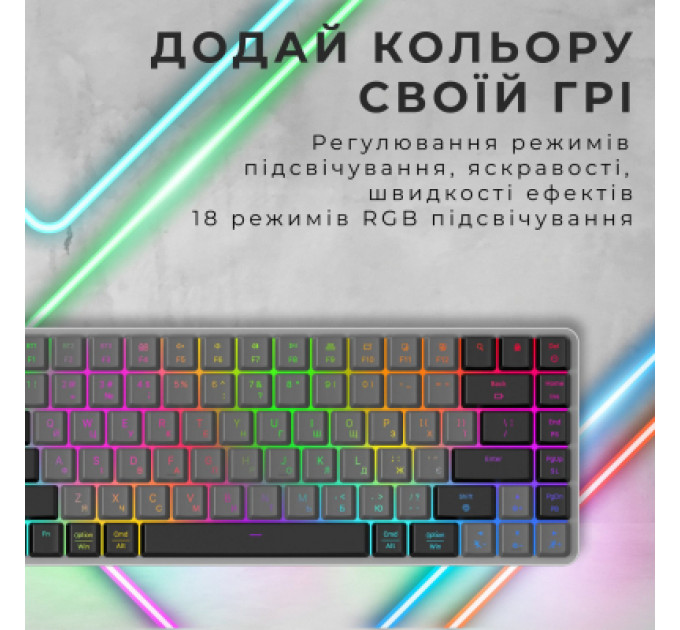 Клавіатура GamePro MK230R Red Swich Low Profile RGB Wireless/Bluetooth/USB Dark Gray (MK230R)