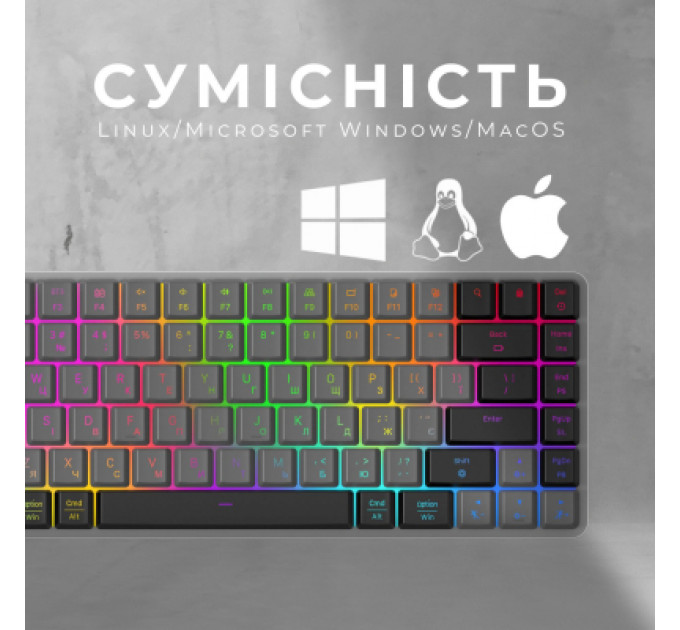 Клавіатура GamePro MK230R Red Swich Low Profile RGB Wireless/Bluetooth/USB Dark Gray (MK230R)