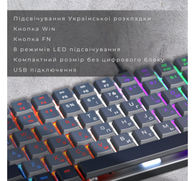 Клавіатура GamePro MK140R Red Swich Low Profile USB Dark Gray (MK140R)