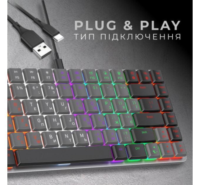 Клавіатура GamePro MK140R Red Swich Low Profile USB Dark Gray (MK140R)