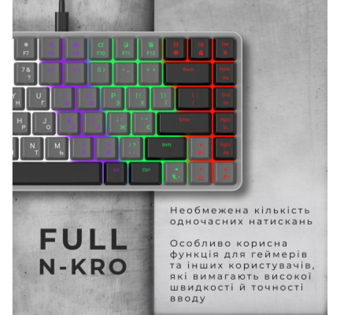 Клавіатура GamePro MK140R Red Swich Low Profile USB Dark Gray (MK140R)