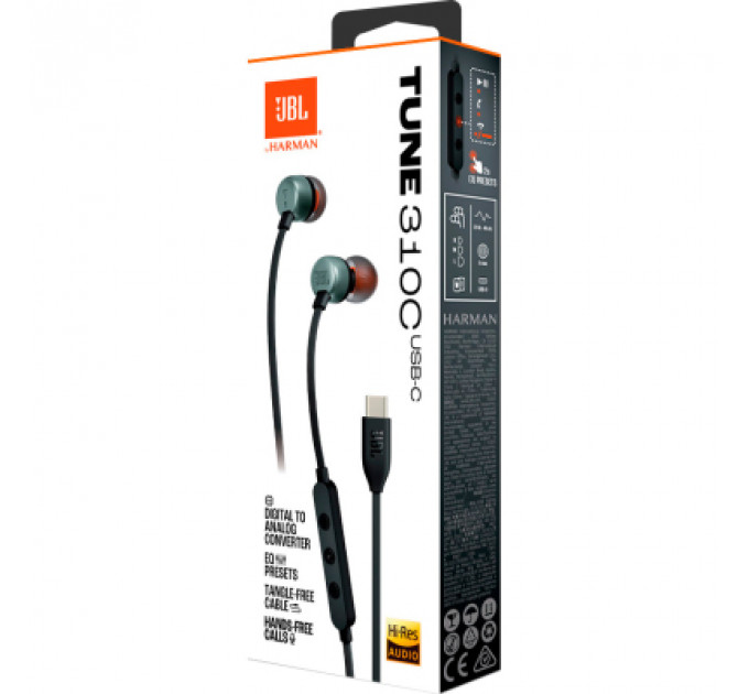 Навушники JBL Tune 310C USB-C Black (JBLT310CBLK)