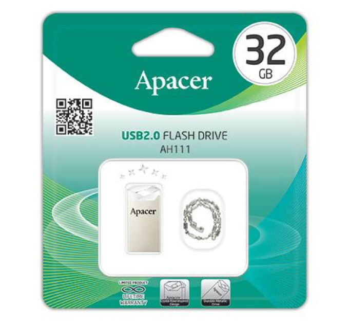 Apacer USB флеш накопичувач Apacer 32GB AH111 Crystal RP USB2.0 (AP32GAH111CR-1)