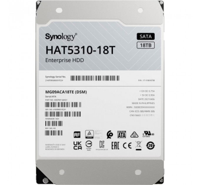 Жорсткий диск для сервера Synology 3.5" 18TБ SATA 7200 (HAT5310-18T)