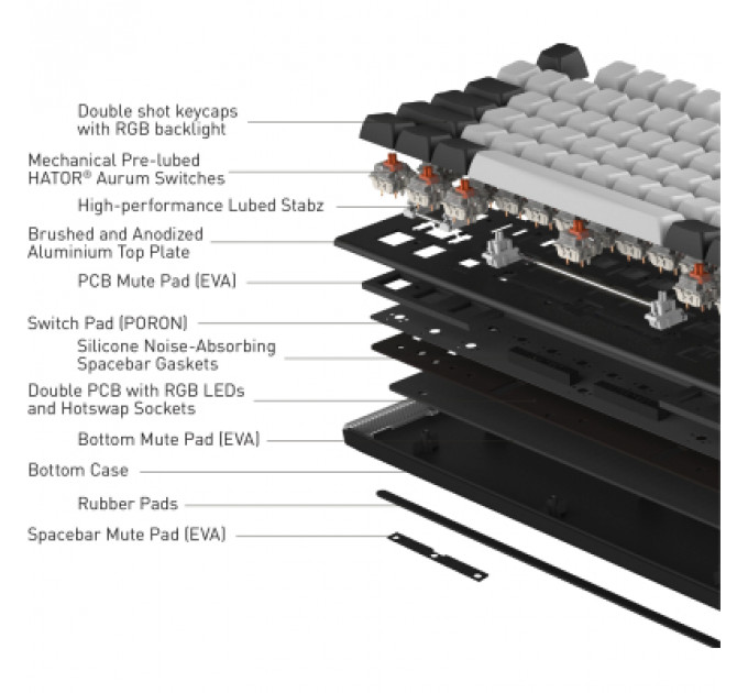 Клавіатура Hator Gravity TKL Orange USB White (HTK561UA)