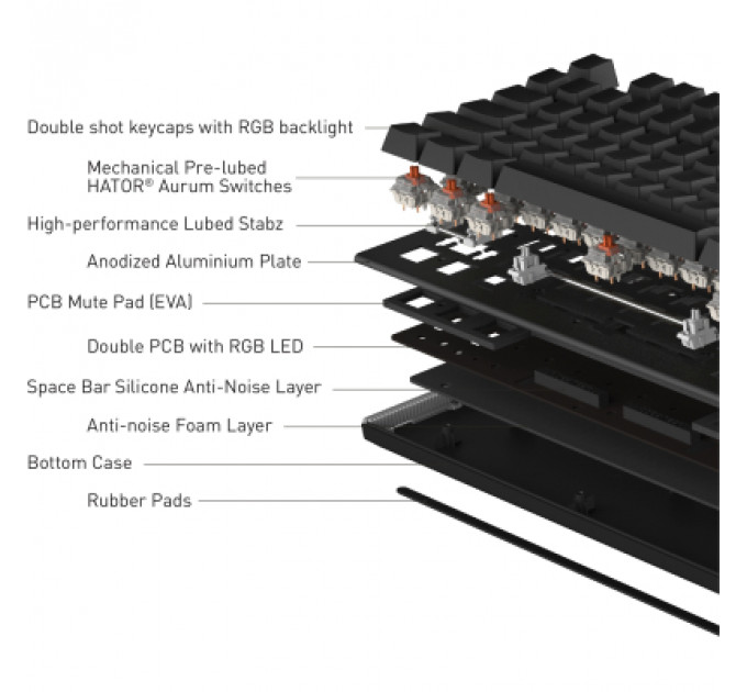 Клавіатура Hator Gravity X TKL Orange USB Black (HTK550UA)