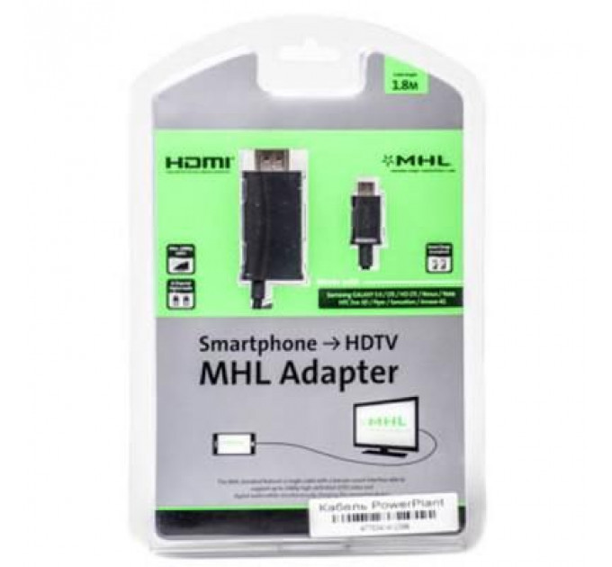 Кабель мультимедійний micro USB to HDMI PowerPlant (KD00AS1239)