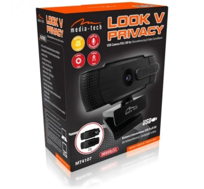 Веб-камера Media-Tech Look V Privacy Full HD Black (MT4107)