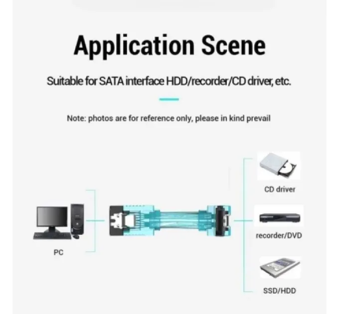 Кабель для передачі даних SATA 3.0 7pin F/F 0.5m L Blue Vention (KDDSD)